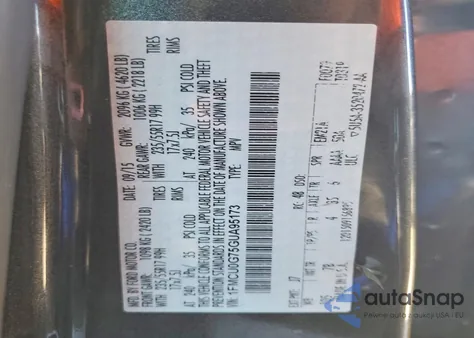 2016 Ford Escape Se z USA, uszkodzony, nr VIN 1FMCU0G75GUA95173